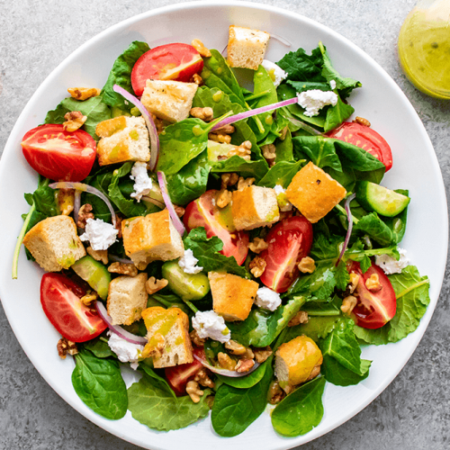 Panzanella Salad with Herby Green Tea Dressing